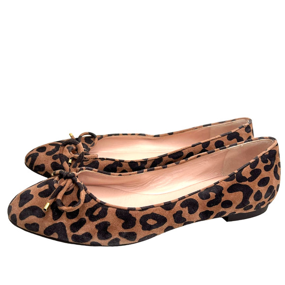 Stuart Weitzman Gabby Cheetah Print Bow Suede Ballet Flats WORN ONCE too small🥲 - Picture 4 of 8